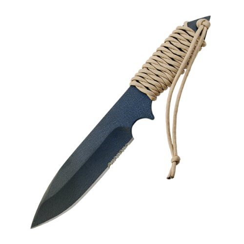 Ontario Knife Company RAK, Tan Cord Wrapped Handle, Black Blade, ComboEdge, Fixed Blade Ontario Knife Company RAK, Tan Cord Wrapped Handle, Black Blade, ComboEdge, Fixed Blade Hunting Knives