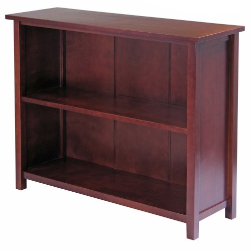 Contemporary Antique Walnut Finish 2-Tier Shelf Bookcase