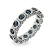Eve's Addiction Sterling Silver Bezel Set Sapphire Eternity Band