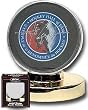 Hockey puck display holder with gold base