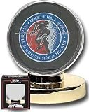 Hockey puck display holder with gold base