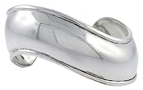 Sterling Silver 1 Domed & Curved Cuff Bangle with Raised Edge