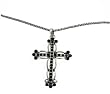 Necklace - N194 - CZ Cross on Rope Chain ~ Jet Black