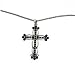 Necklace - N194 - CZ Cross on Rope Chain ~ Jet Black