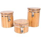 BirdRock Home Bamboo Food Storage Canister with Lids | 3 pc Set | Small, Medium, Large