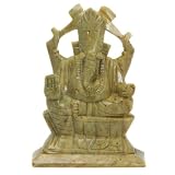 Green Stone Ganesh Statue in Red Velvet Box