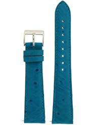 Watch Band Genuine Ostrich Leather Strap 20mm Turquoise Blue with Quick Release Springs