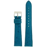Watch Band Genuine Ostrich Leather Strap 16mm Turquoise Blue with Quick Release Springs
