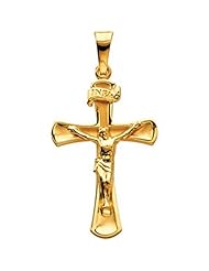 Graceful 14k Yellow Gold Crucifix Pendant - 1.8 Grams