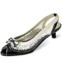 Peep-toe lace slingback