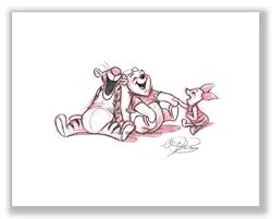 Tigger, Pooh, and Piglet Share a Giggle by Walt Disney 8"x11" Art Print Poster Disney