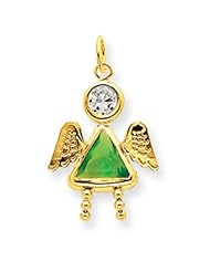 14k Gold August Girl Angel Birthstone Charm