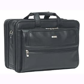 U.S. Luggage Leather Computer Briefcase, 12in.H x 17in.W x 7in.D, Black