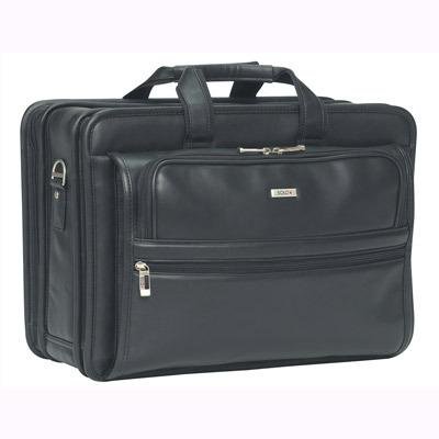 U.S. Luggage Leather Computer Briefcase, 12in.H x 17in.W x 7in.D, Black