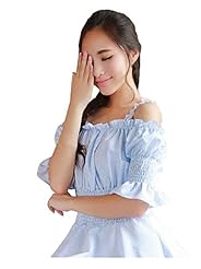 Polyester Striped Print Pleated Off the Shoulder Tunic/Mini Dress 