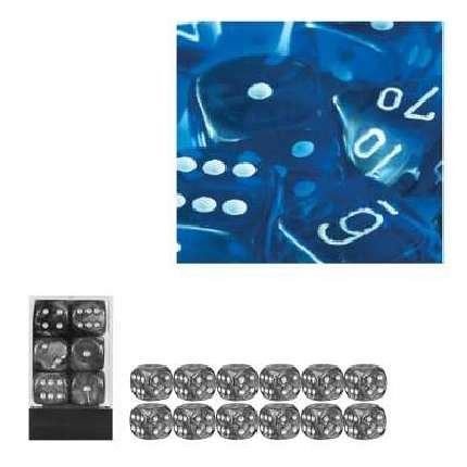 Childrens Toyshop  Spielwaren : Chessex 23606 - Würfelset durchscheinend blau, 12 6-seitige Würfel (16mm)