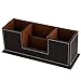 HOMETEK PU Leather Desktop Storage Box 4 Compartment Desk Organizer Card/Pen/Pencil/Mobile Phone/Remote Controller/Cosmetics Office Supplies Holder Collection Desktop Organizer (Brown)