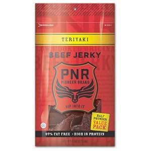 PNR Pioneer Brand Teriyaki Beef Jerky 8 Ounce Value Bags (Pack of 12)