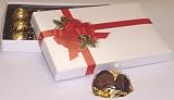 Scott's Cakes 1 Pound Dark Chocolate Covered Caramels in a Ribbon-n-Holly Box