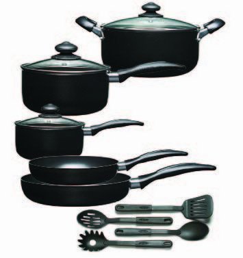 Gibson Cuisine Select Portilla 12-Piece Cookware Set, Black