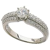 0.37 Ct.T.W. Round Brilliant Cut Diamonds, 14Kt. White Gold. Diamond Engagement Ring, Semi-Mount Setting (without Center Stone)