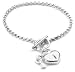 WHITE ICE Sterling Silver DB084 Womens Diamond Heart & Key 7.5 Bracelet