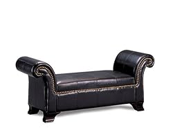 Black Leather-like Bench