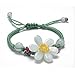 Handmade Adjustable 7 to 9 Inch Jade Daisy Flower title=