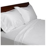 600-Thread-Count Stripe King Sheet Set, White