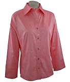 Christine Alexander Pink Cuffed Sleeve Button Front Blouse Accented With White Swarovski Crystals and Silver Studs - Crystal Splash
