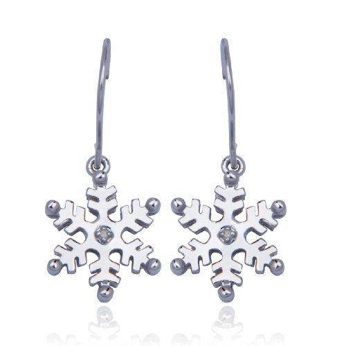 Sterling Silver Diamond-Accent Snowflake Earrings