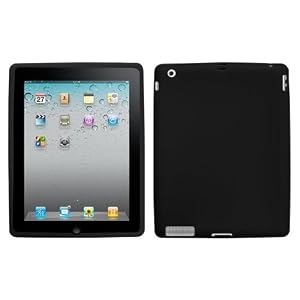 Black Gel Skin Case Rubberized Soft Silicone Cover for Apple iPad 2