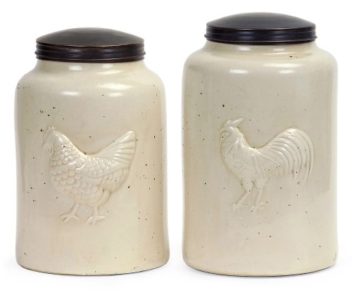 Hen and Rooster Set of 2 Canisters