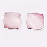 Sterling Silver Pink Mother of Pearl Earrings - Size: 16mm