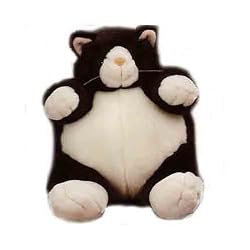 PLUMPEE BLACK AND WHITE CAT PLUSH TOY 9" HIGH