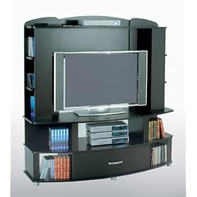 Black Wood TV Stand Entertainment Center