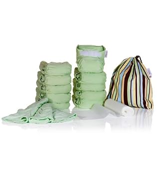 The Pop-In Bamboo Nappy Multi Pack - Birth to Potty - Pistachio
