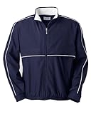 Men's Full-Zip Nanotex Jacket with Contrast Piping - NAVY - 3XL