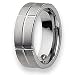 Grooved Brushed and Polished Tungsten Carbide Ring (8.0 mm) - Sizes 7-13