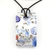 Rectangle Silver Foil Pendant - Camilla Blue/Silver Style1 Rectangle Silver Foil Pendant - Camilla Blue/Silver Style1