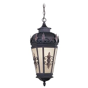 Berkshire - 1 Light Outdoor Pendant Lighting Fixture - Bronze - Antique Honey Linen Glass... by 