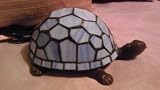 Blue Stained Glass Tiffany Style Turtle Accent Table Lamp