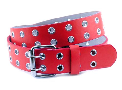 NYfashion101 Unisex Leather 2 Hole Grommet Belt Plus Sizes Available