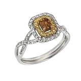 1.01 CT TW EMERALD & ROUND DIAMOND ENGAGEMENT STYLE RING IN 18K WHITE & YELLOW GOLD