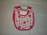 Lamaze Baby Girl 3 pack Bib Set "The Cutest"/Pink/Flower Applique
