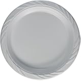 Blue Sky 100 Count Disposable Plastic Plates, 9-Inch, White