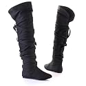 Damen Schuhe, Overknee stiefel, 1362, Synthetik in hochwertiger Leder Optik