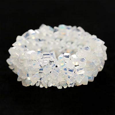 Opalite Glass Chips Multi-Strand Stretch Wide Bracelet