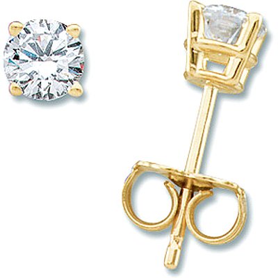 Beautiful! 14k Yellow-gold 4mm (1/2Ct TW) Round Moissanite Stud Earrings