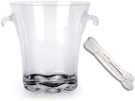 4 Qt. unbreakable Crystal Clear Polycarbonate Ice Bucket with 6" Clear Ice Tong